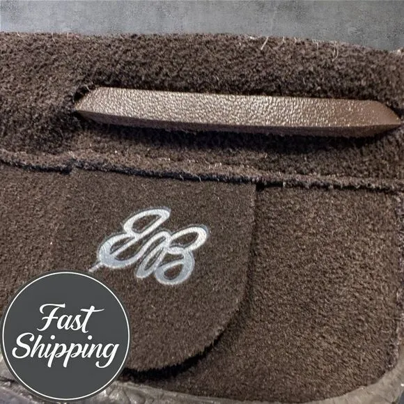 $110 EDDIE BAUER REAL SHEARLING/SUEDE SLIP ON LOAFER SLIPPERS MENS SIZE …