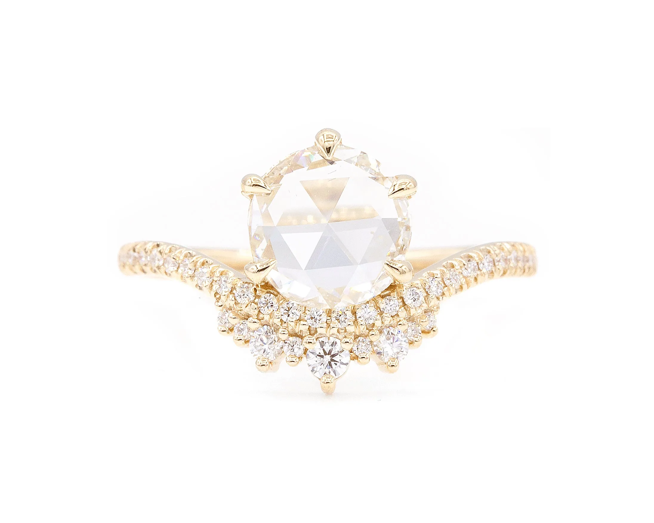 1.30-Carat Round Rose Cut Coronet Ring
