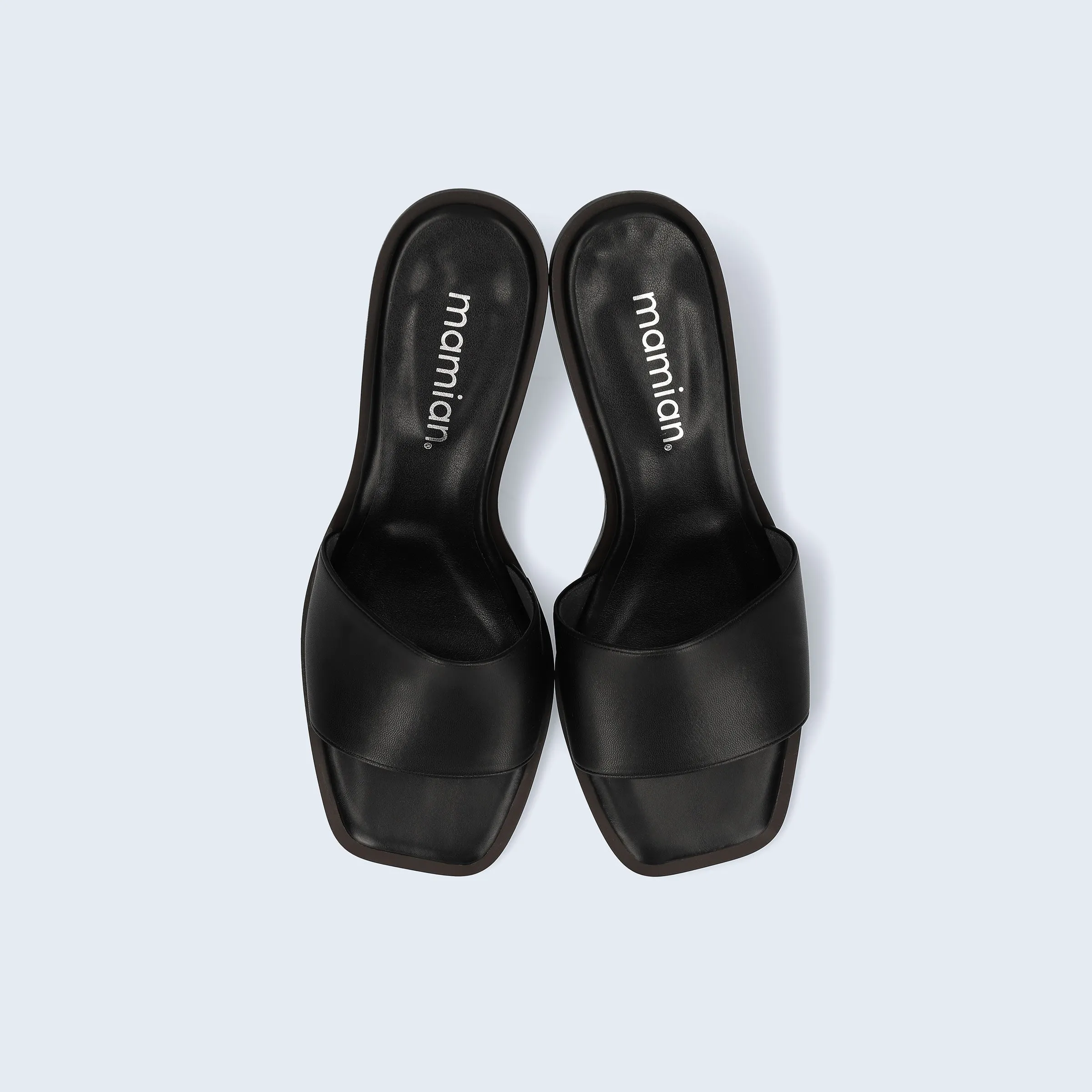 15% OFF: Wide Band Clear Heel Mules (m50002) Black