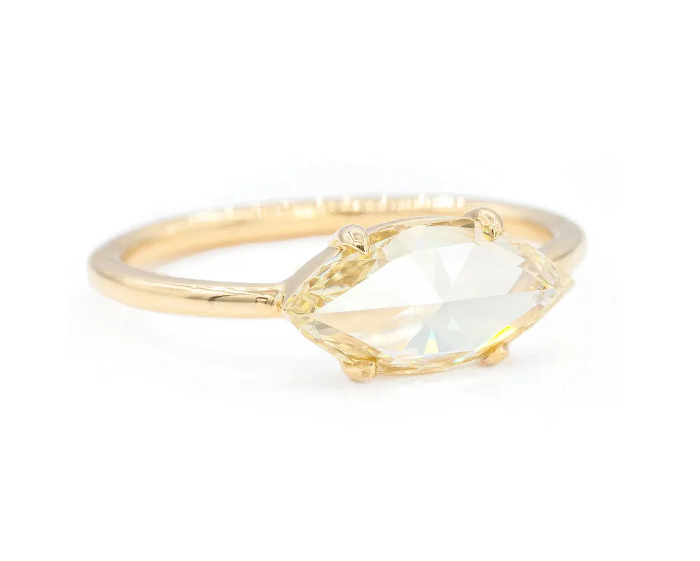 1.50-Carat Yellow Brown Rose Cut Marquise Diamond