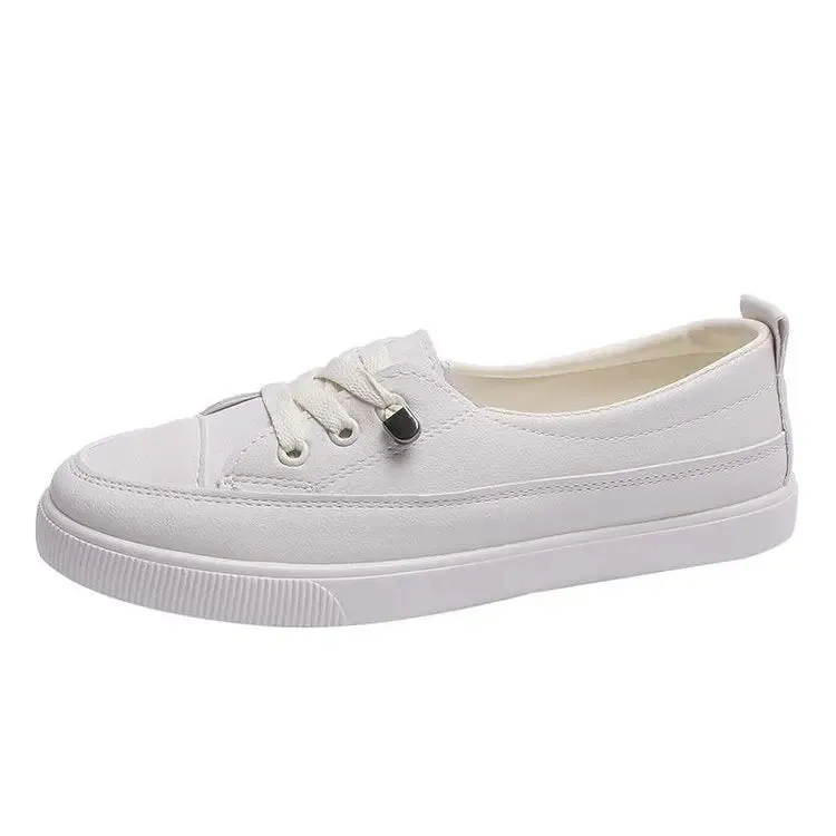 2022 Low Platform Sneakers Women Shoes Female Pu Leather Walking Sneakers Loafers White Flat Slip On Vulcanize Casual Shoes