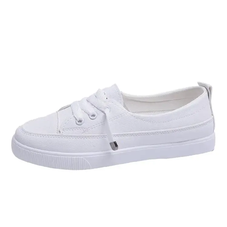 2022 Low Platform Sneakers Women Shoes Female Pu Leather Walking Sneakers Loafers White Flat Slip On Vulcanize Casual Shoes