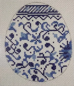 21-119 Blue Chinoiserie Egg #2