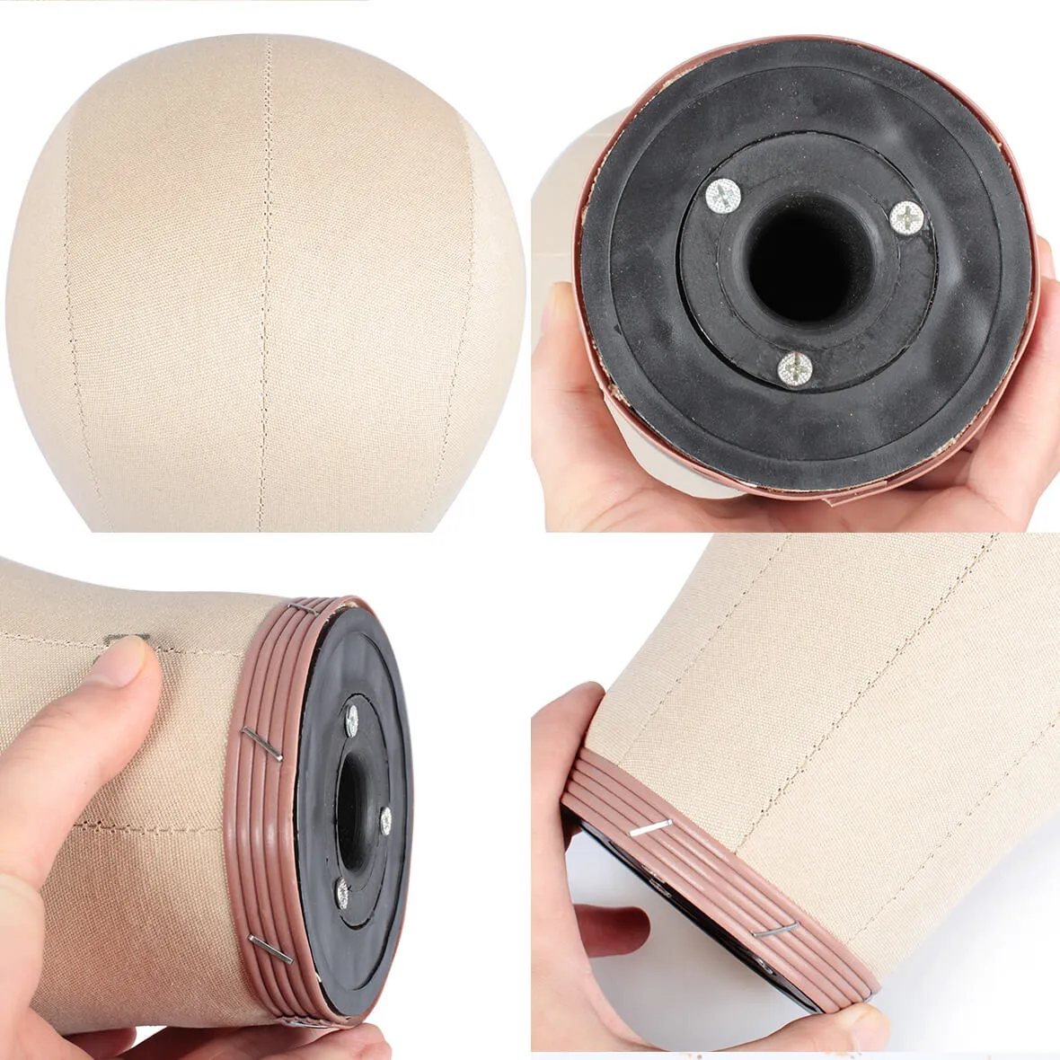 21-23 Inch Cork Canvas Block Head for Wigs with Stand Display Styling Mannequin Head for Making Wig/Head Weft/Hair Extension