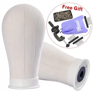 21-24 Inch Canvas Head for Wigs with Stand Display Styling Mannequin Head for Making Wig/Head Weft/Hair Extension