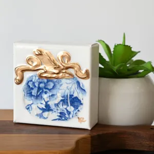 4"x4" Blue & White Pumpkin Canvas