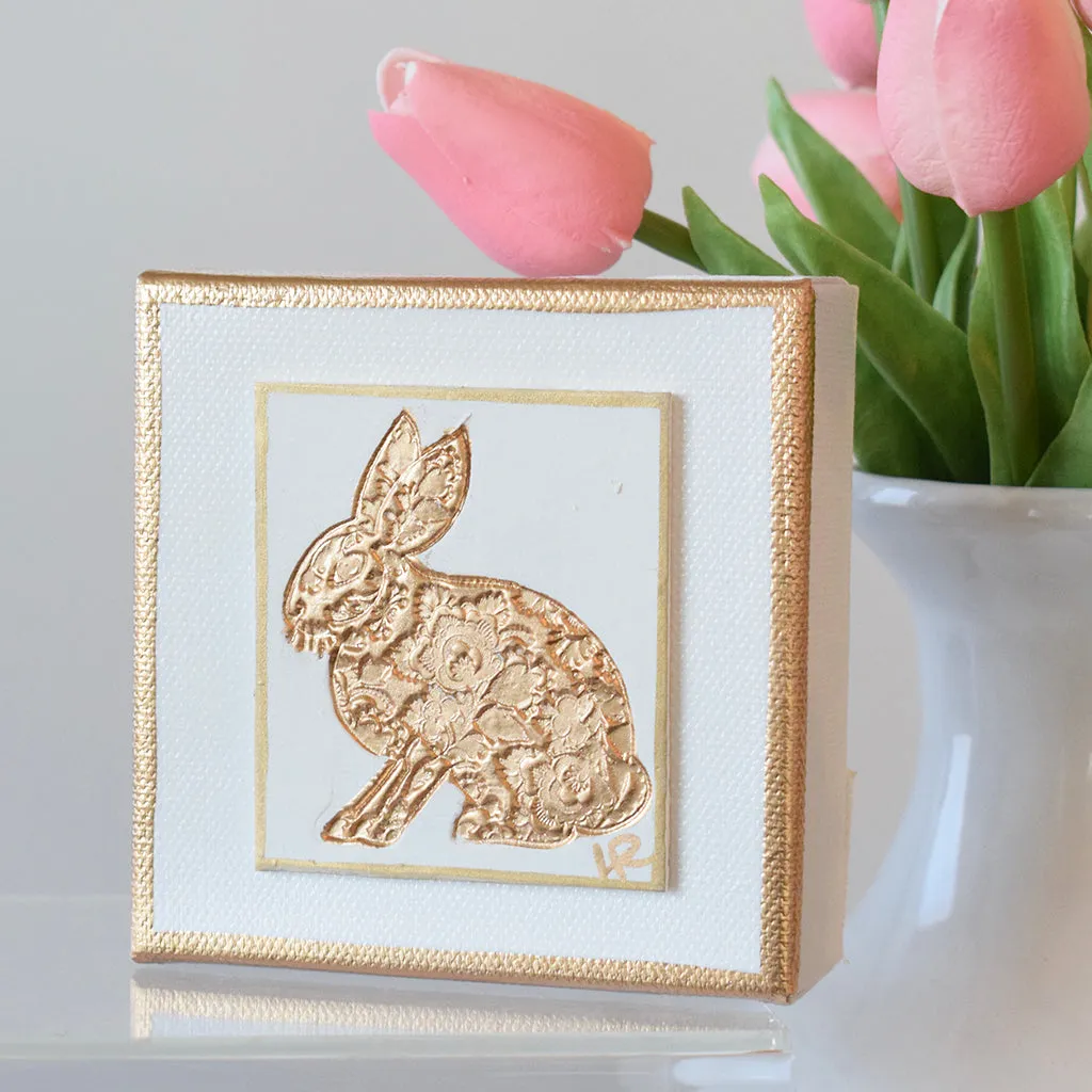 4"x4" Canvas Bunny White