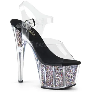 ADORE-708CG  Clear/Silver Confetti Glitter