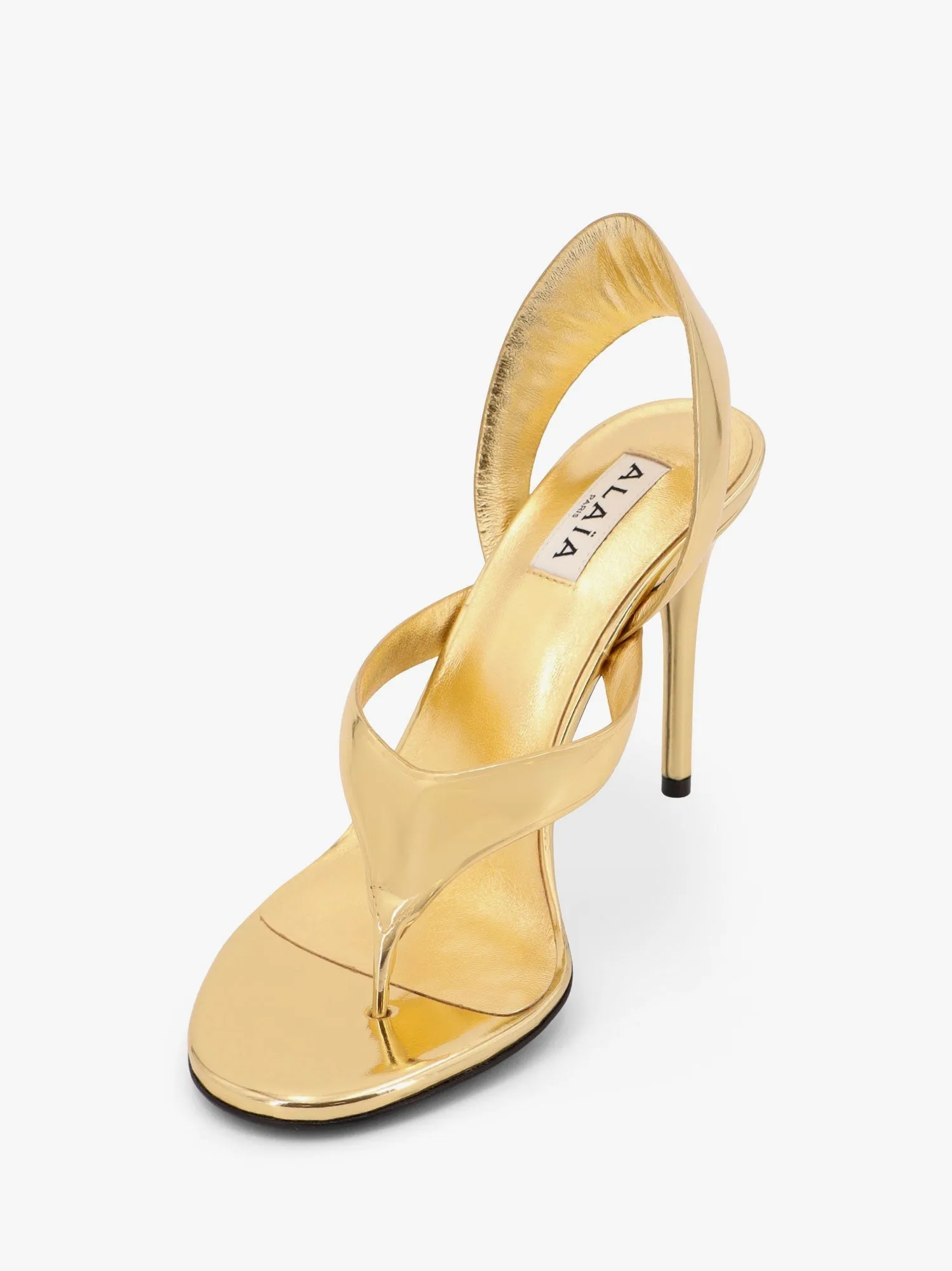Alaia Heel Thong Sandals In Laminated Leather
