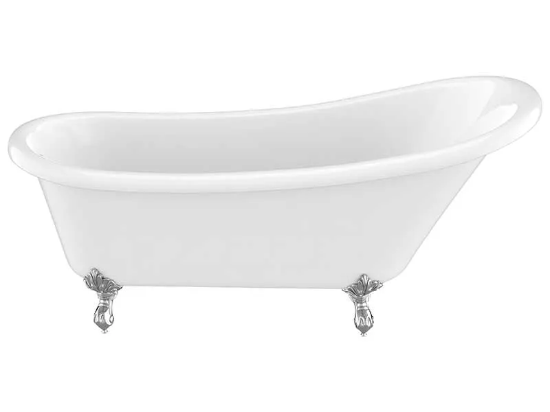 Anzzi 67.32" Diamante Slipper-Style Acrylic Claw Foot Tub in White