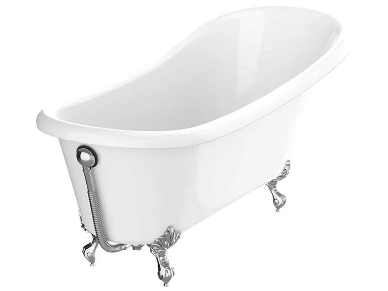 Anzzi 67.32" Diamante Slipper-Style Acrylic Claw Foot Tub in White