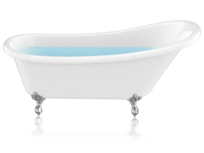 Anzzi 67.32" Diamante Slipper-Style Acrylic Claw Foot Tub in White