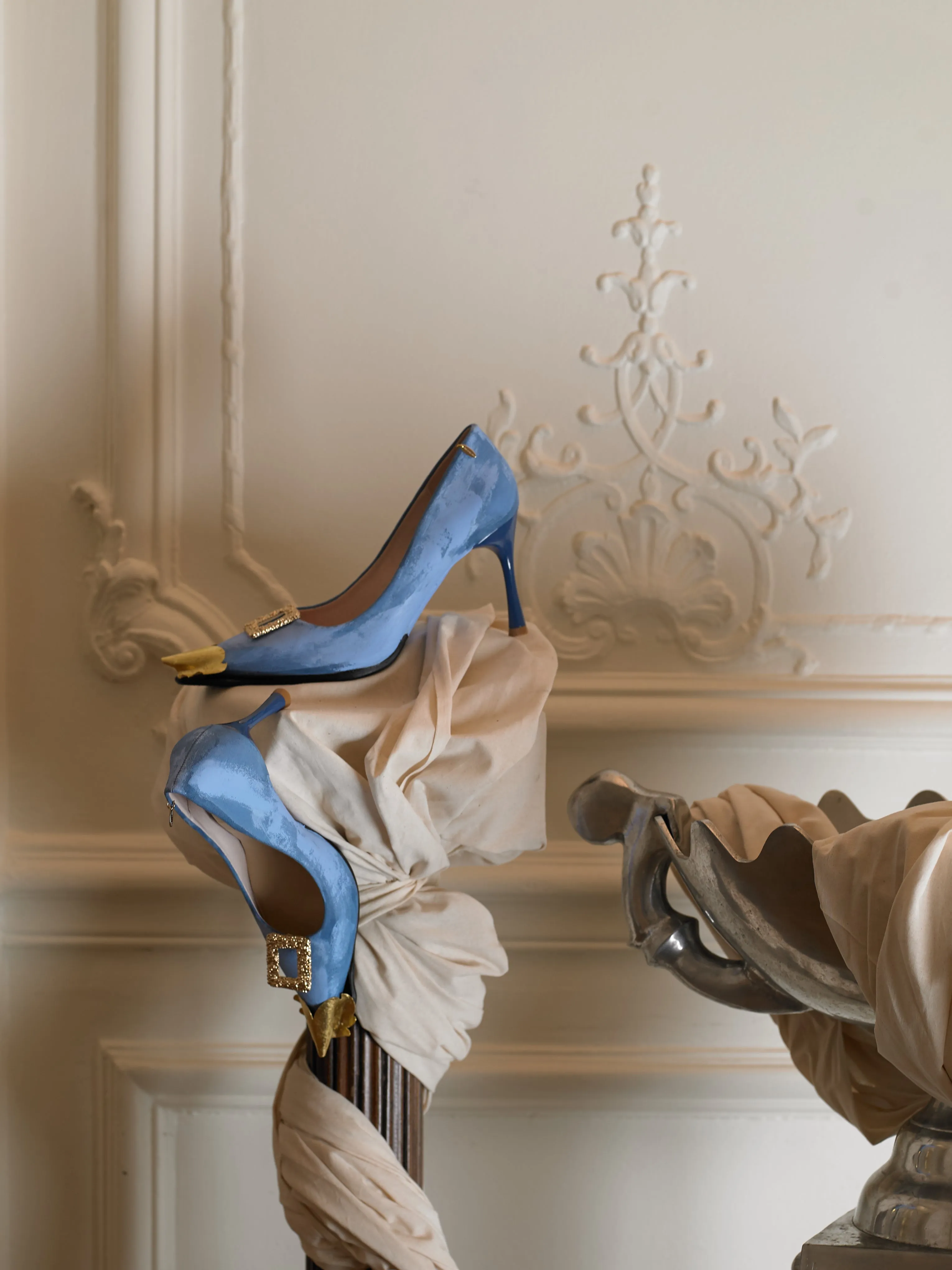 Attina Heeled Mules - Ciel