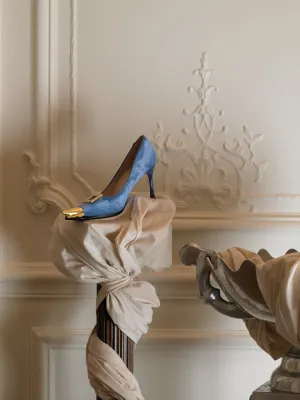 Attina Heeled Mules - Ciel