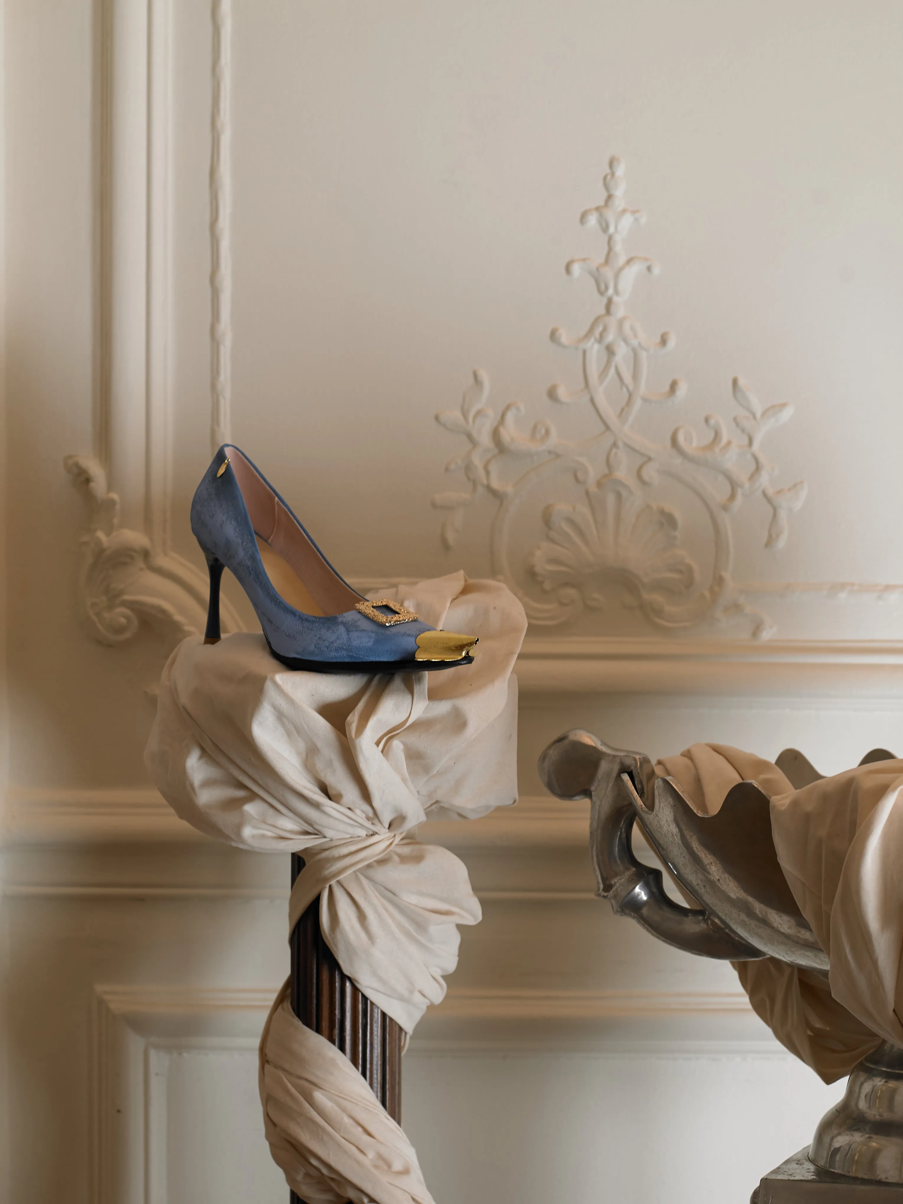 Attina Heeled Mules - Ciel