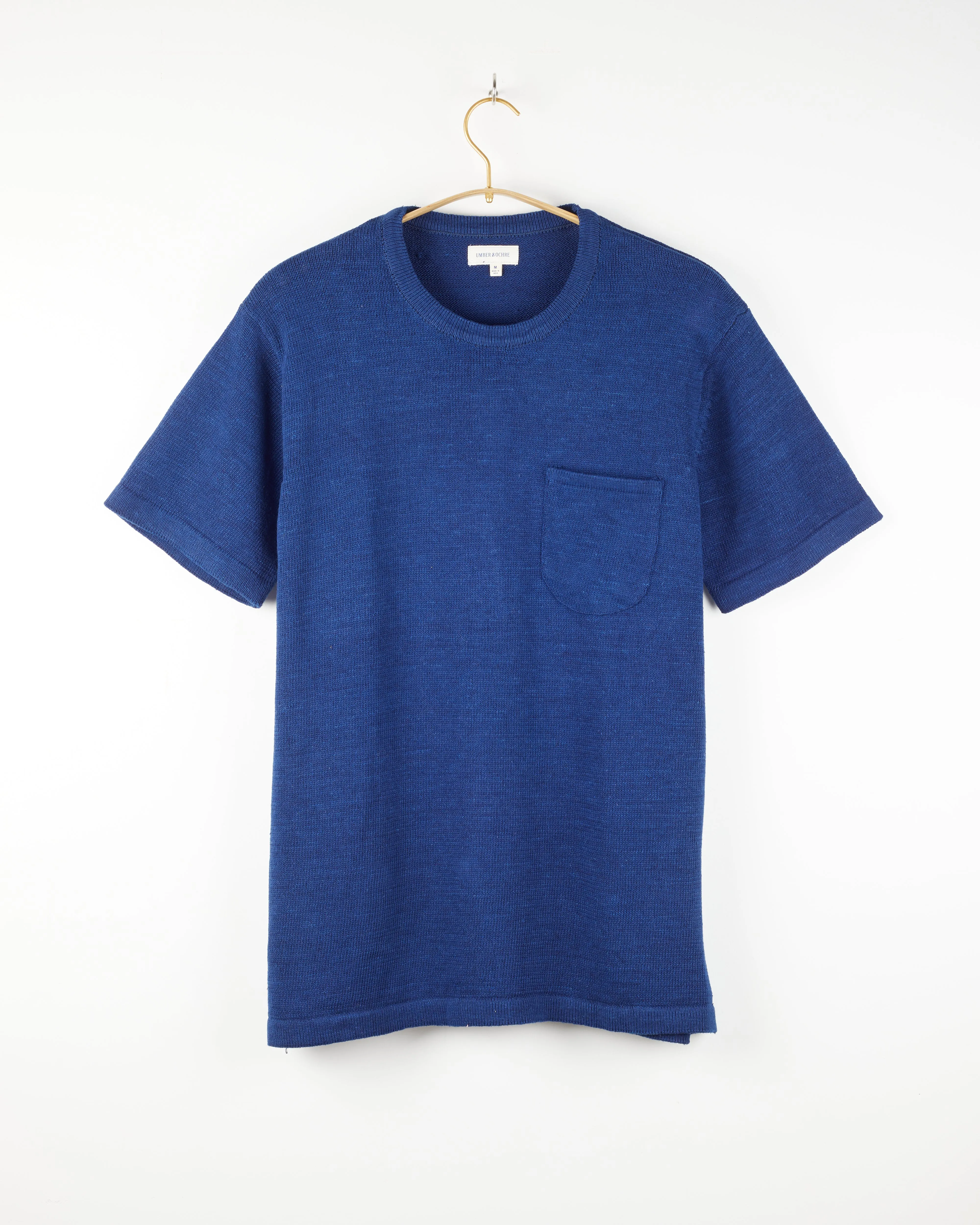 Azad S/S Pocket Flat Knitted Tee in Indigo