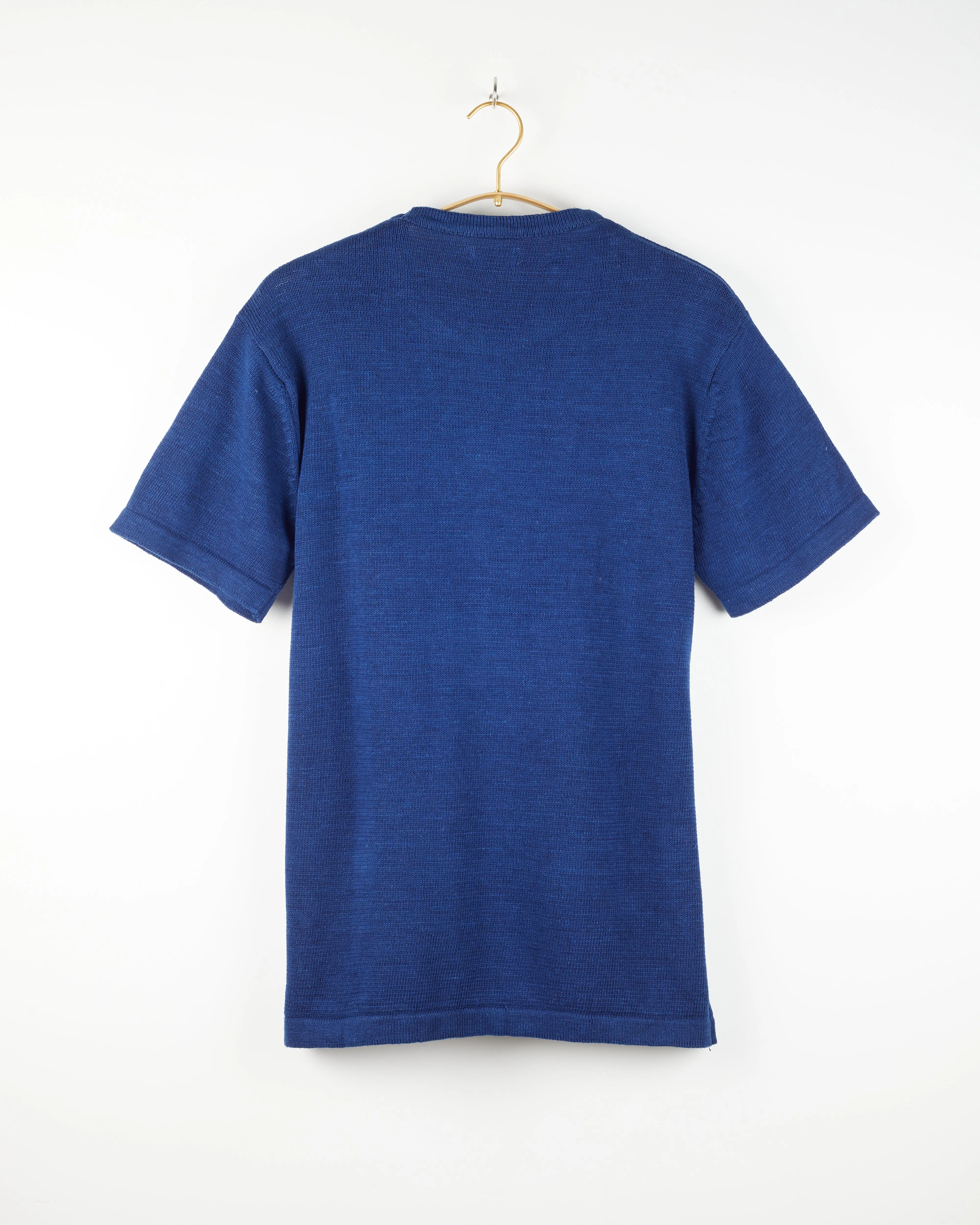 Azad S/S Pocket Flat Knitted Tee in Indigo