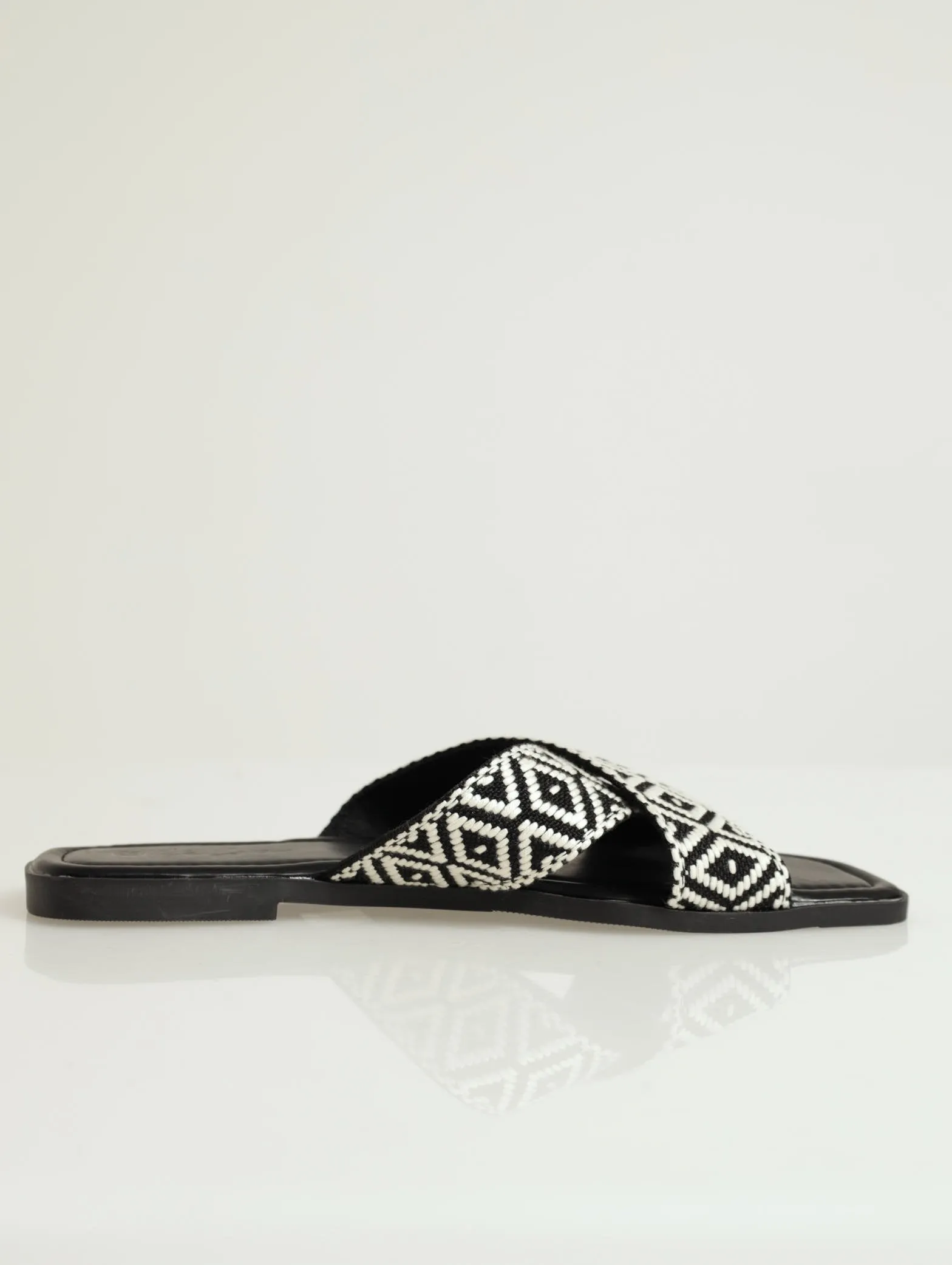 Aztec Print Cross Strap Mule Sandal