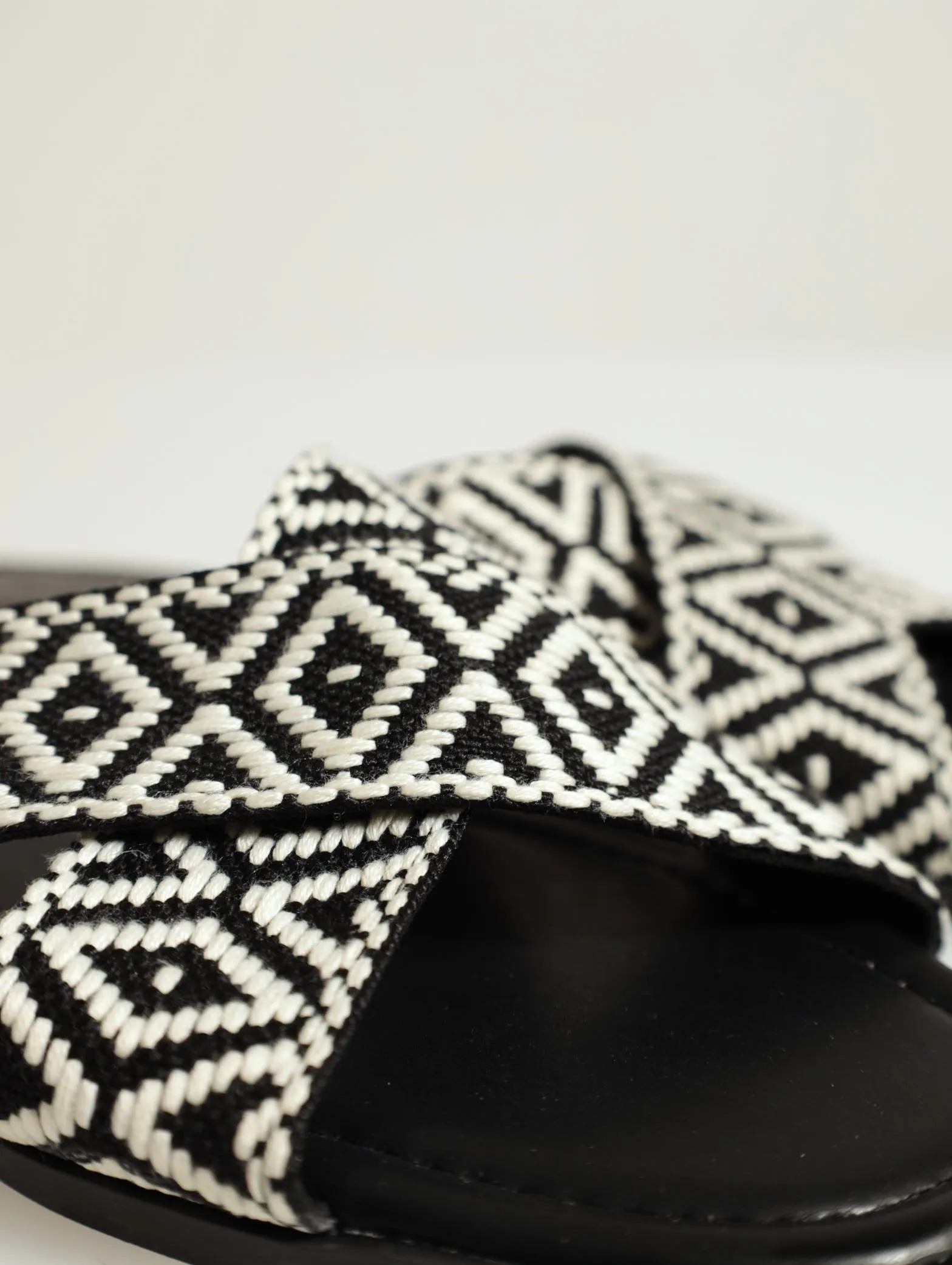 Aztec Print Cross Strap Mule Sandal