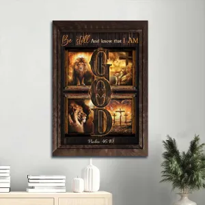 Be Still And Know - Lion & Cross Canvas Art - CHRISTIANARTBAG | Psalm 46:10 Faith-Inspiring Wall Decor