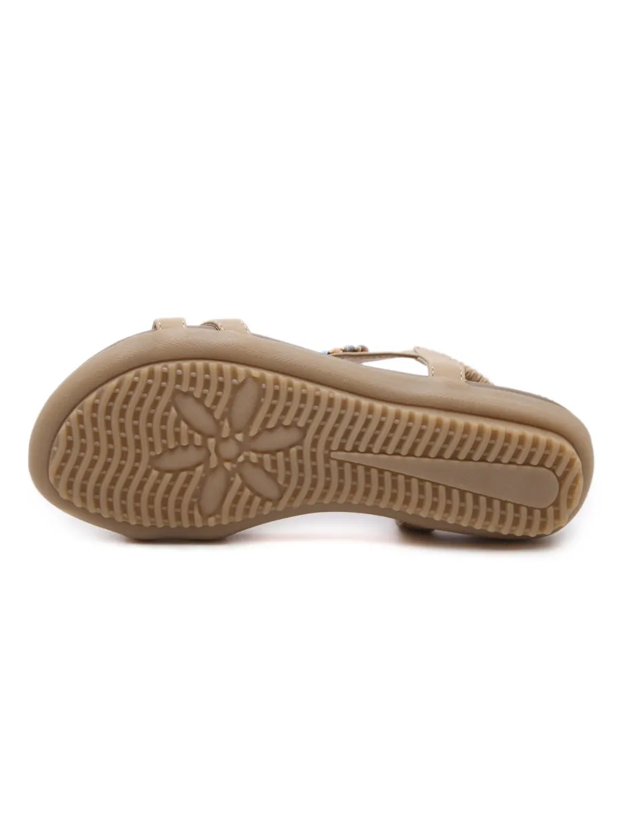 Beige Stone-Embellished Sandal