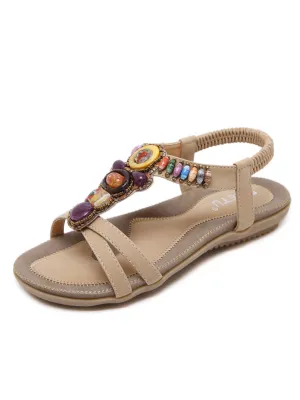 Beige Stone-Embellished Sandal