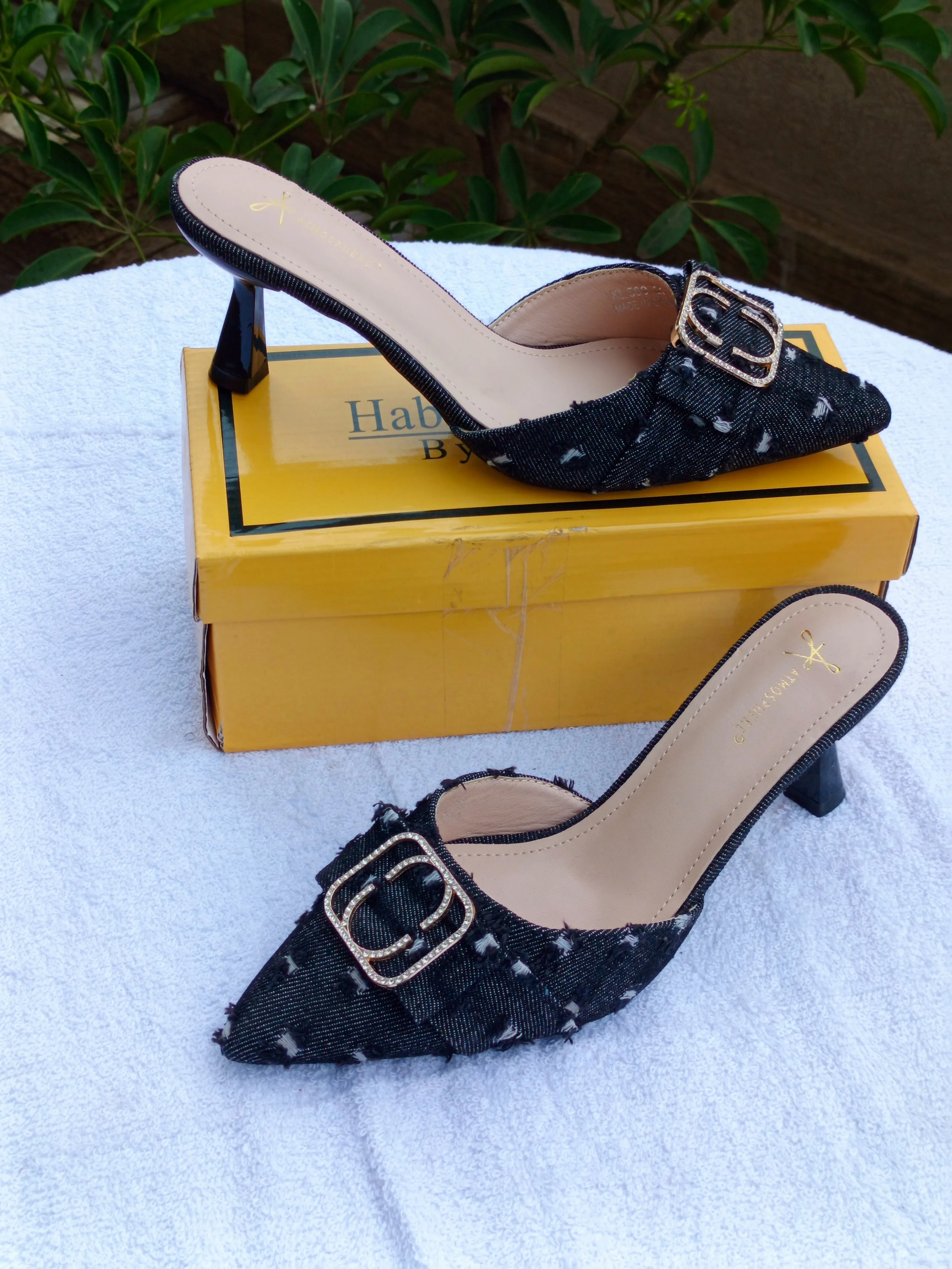 Black Denim Pointed-Toe Heel