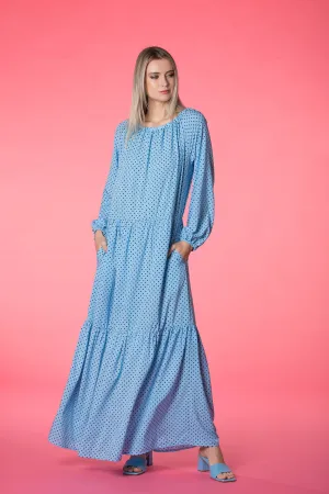 Blue Kaftan Dress, Polka Dot Dress, Bohemian Clothing, Bishop Sleeve Dress, Beach Dress, Loose Maxi Dress, Summer Dress, Plus Size Clothing