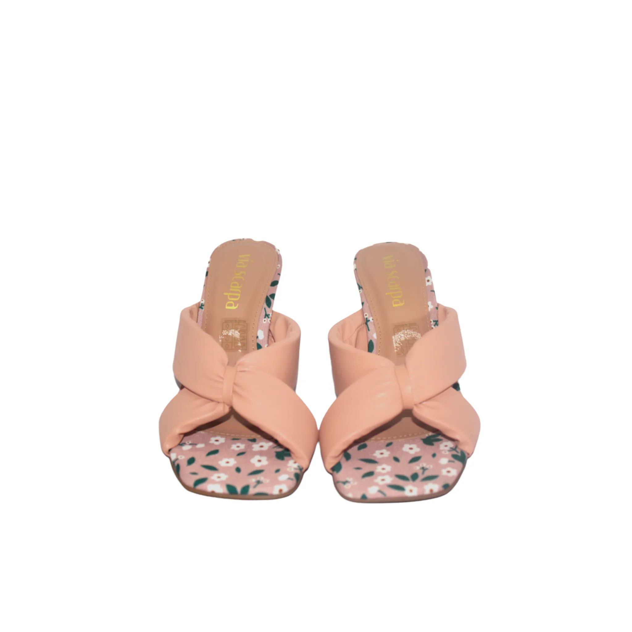 Blush Pink Slip On Heeled Mule Sandal