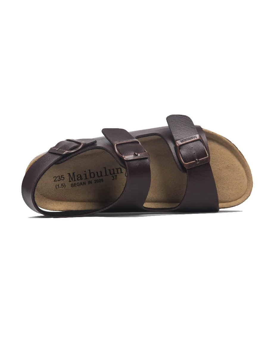 Brown Double-Strap Slingback Sandals