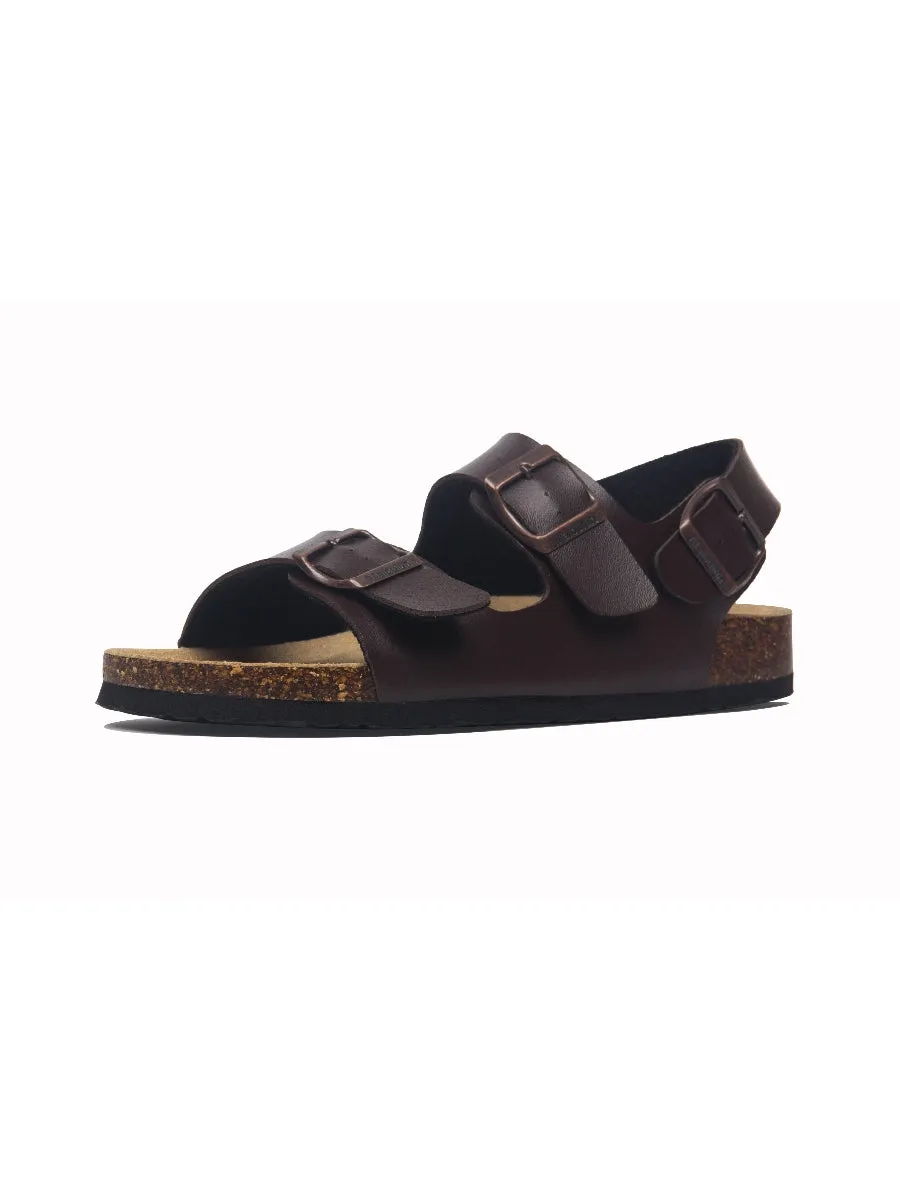 Brown Double-Strap Slingback Sandals