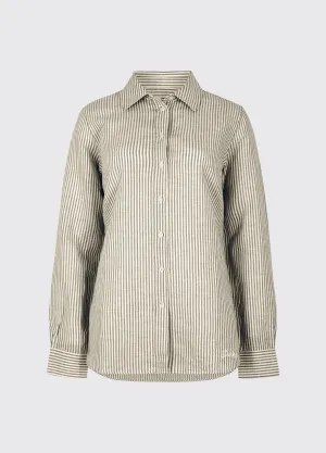 Butterfly Ladies' long sleeve linen shirt- khaki