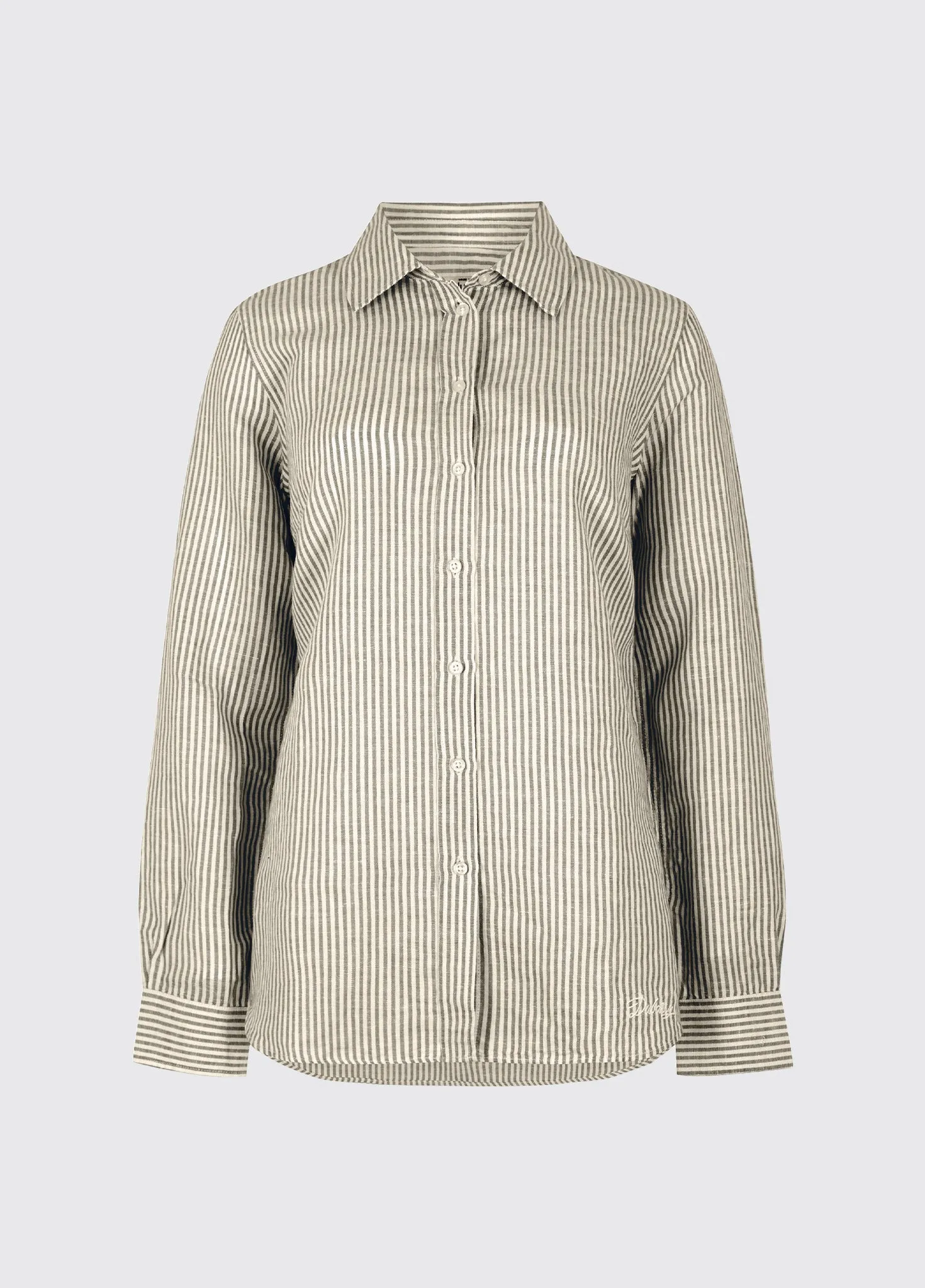Butterfly Ladies' long sleeve linen shirt- khaki