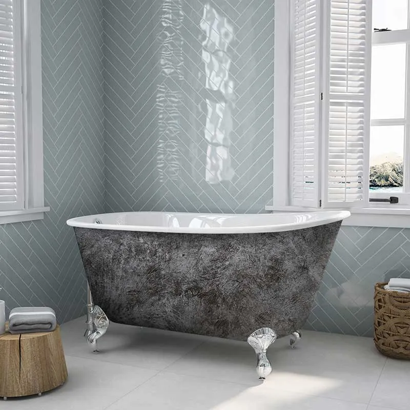 Cambridge Plumbing Scorched Platinum 54" Swedish Clawfoot Tub With Polished Chrome Feet.