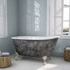 Cambridge Plumbing Scorched Platinum 58" Swedish Clawfoot Tub With Brushed Nickel Feet