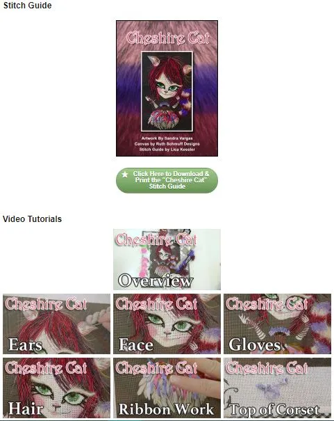 Cheshire Cat - Canvas, Stitch Guide & Instructional Videos