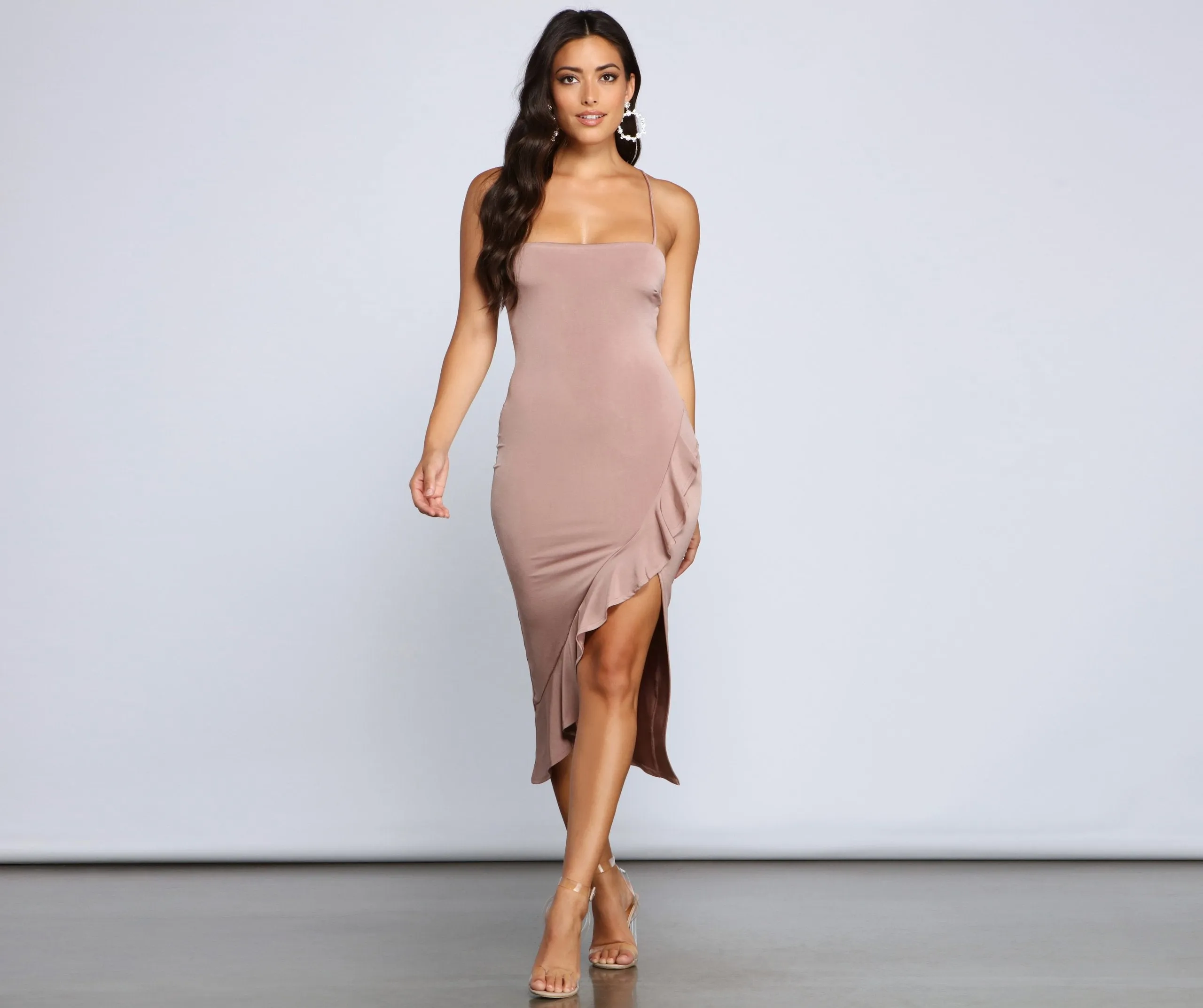 City Chic Stylish Ruffled Midi Dress