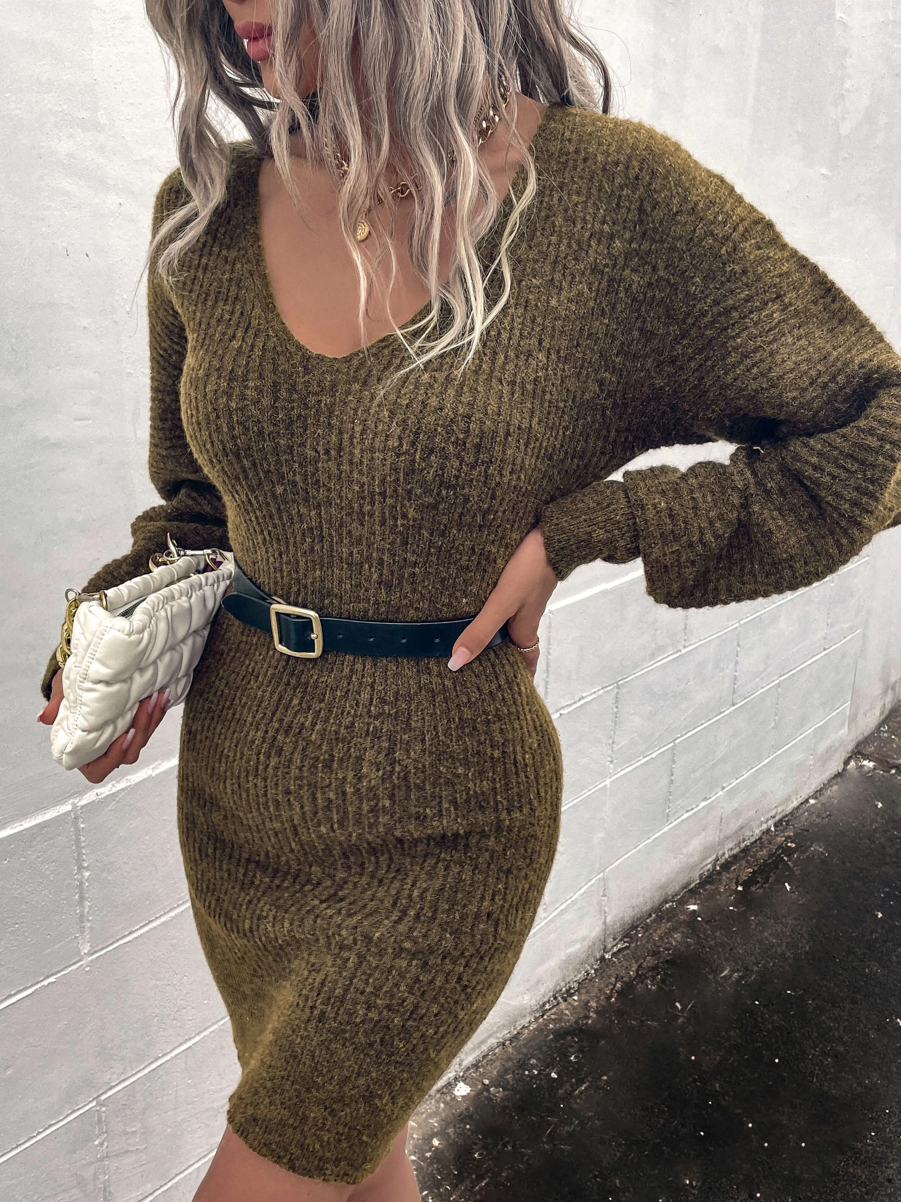 Claudias Knit Dress - Olive