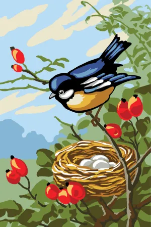 Collection d'Art Printed Needlepoint Tapestry Canvas Needlecraft 30x40cm - Bird With Nest