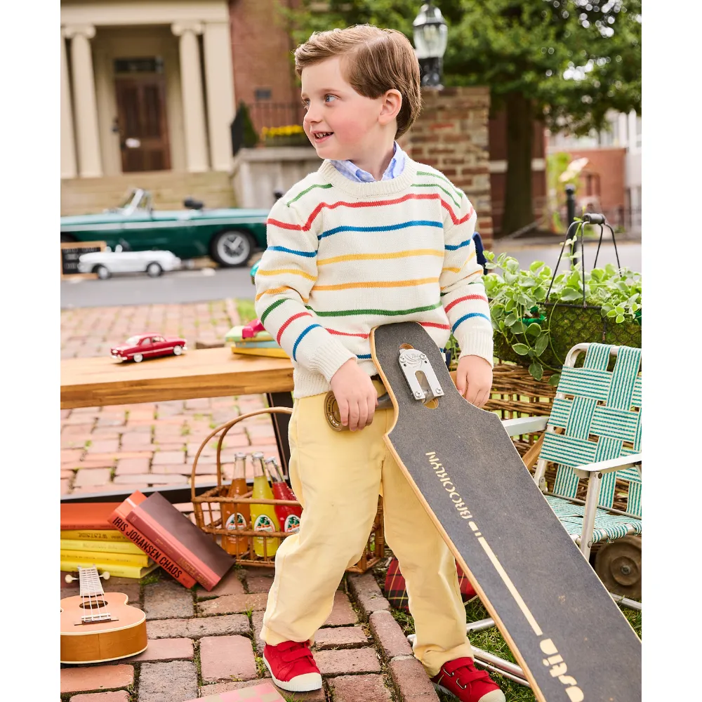Corduroy Faux Zip Pant -- Lemon Cord