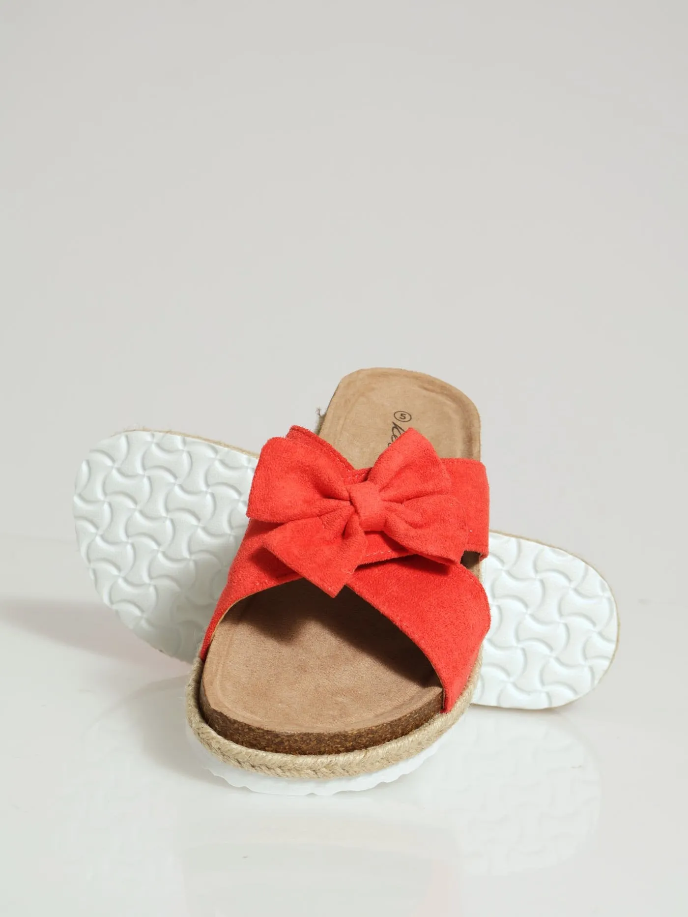 Cross Strap With Bow Espadrill Sandal - Coral
