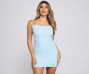 Daring Beauty Stylish Ruched Mini Dress