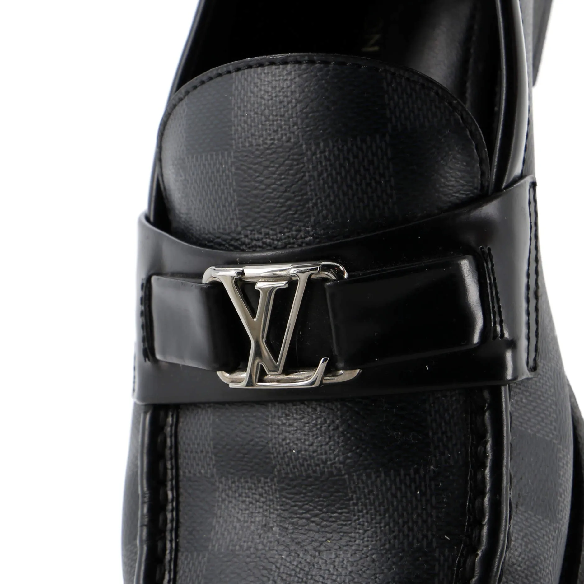 Designer Men's Major Loafers Giant Damier Graphite with Leather