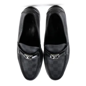 Designer Men's Major Loafers Giant Damier Graphite with Leather