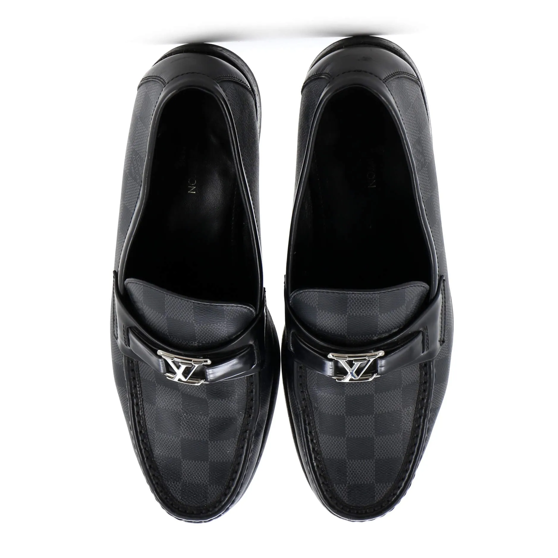 Designer Men's Major Loafers Giant Damier Graphite with Leather