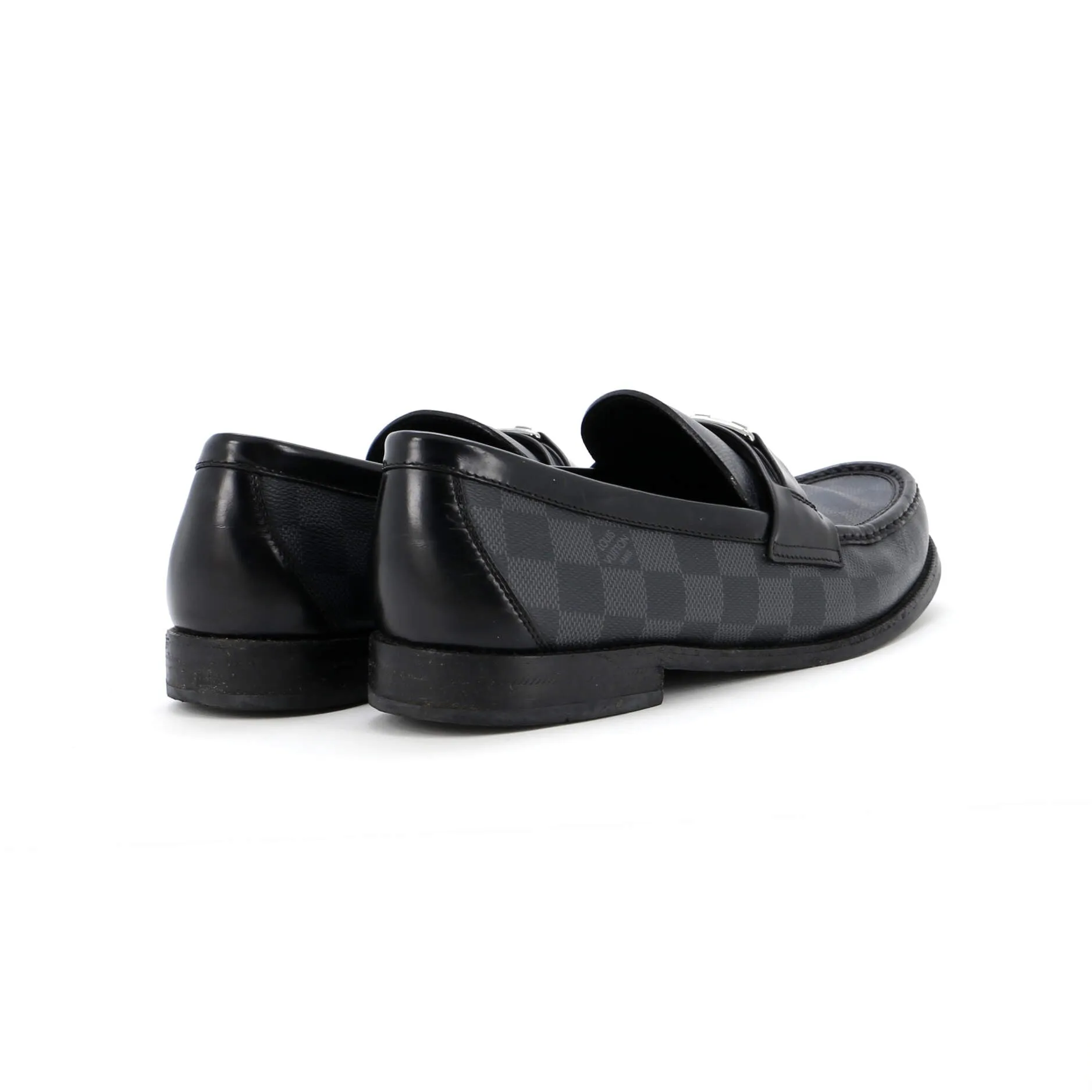 Designer Men's Major Loafers Giant Damier Graphite with Leather