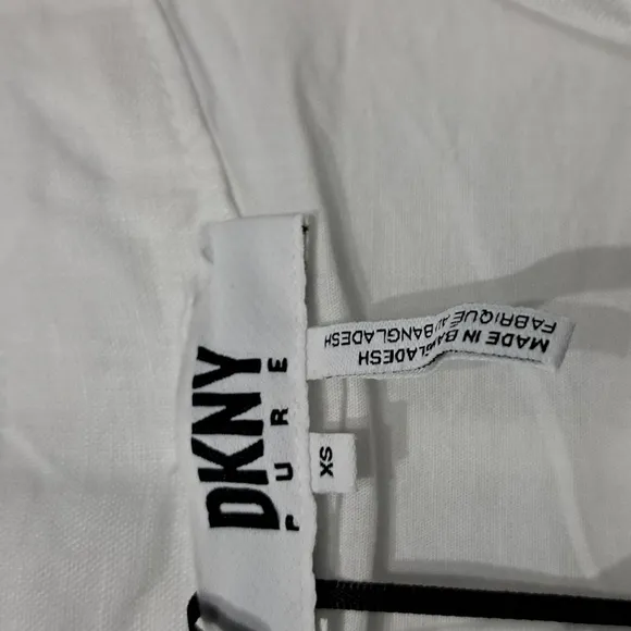 DKNY V-Neck Linen Midi Slit Side Dress