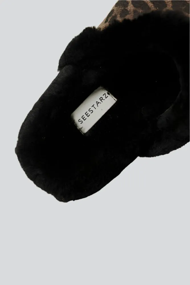DNA No.18 Leopard&Black Platform Mules