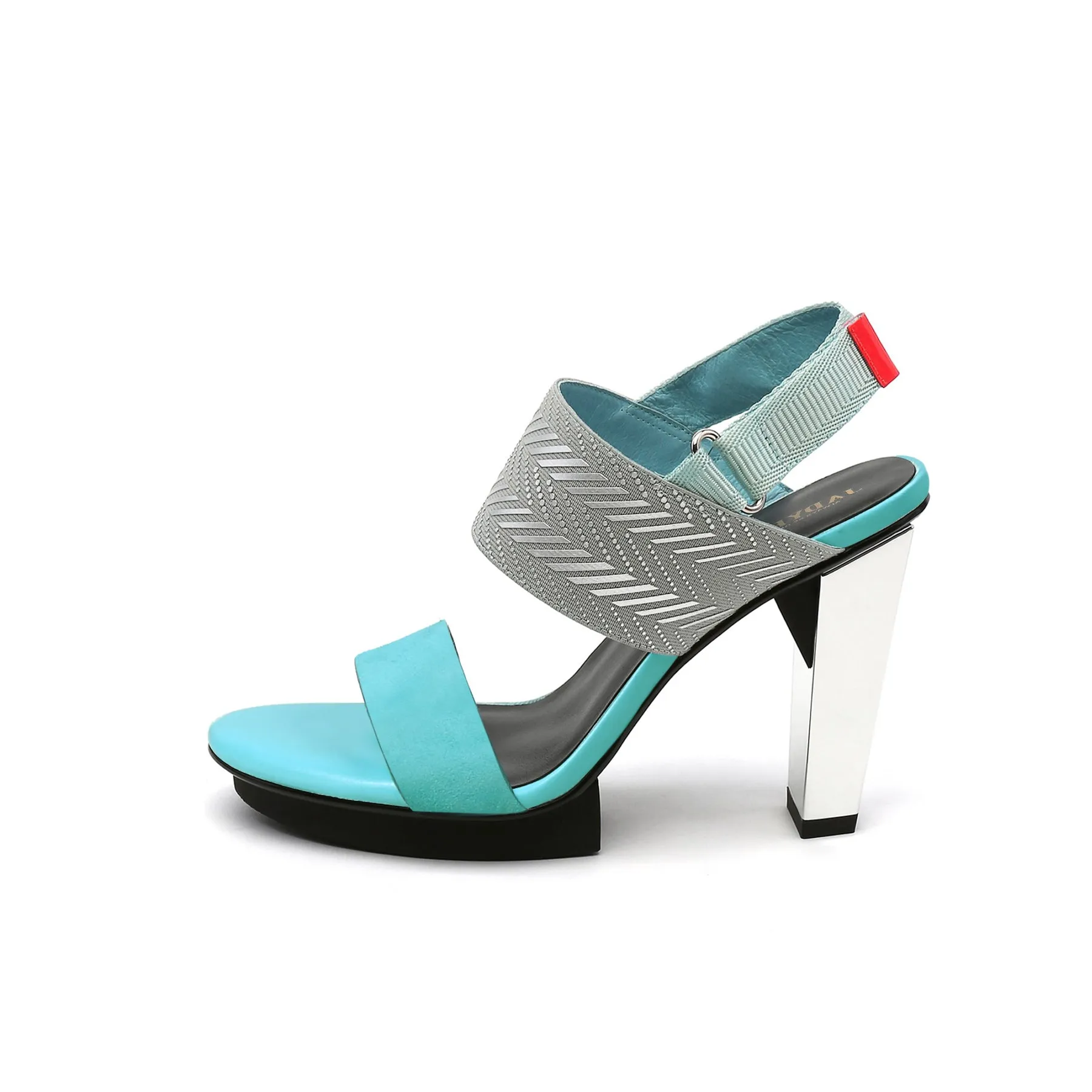 Dual-Strap Leather Slingback Sandal - Turquoise