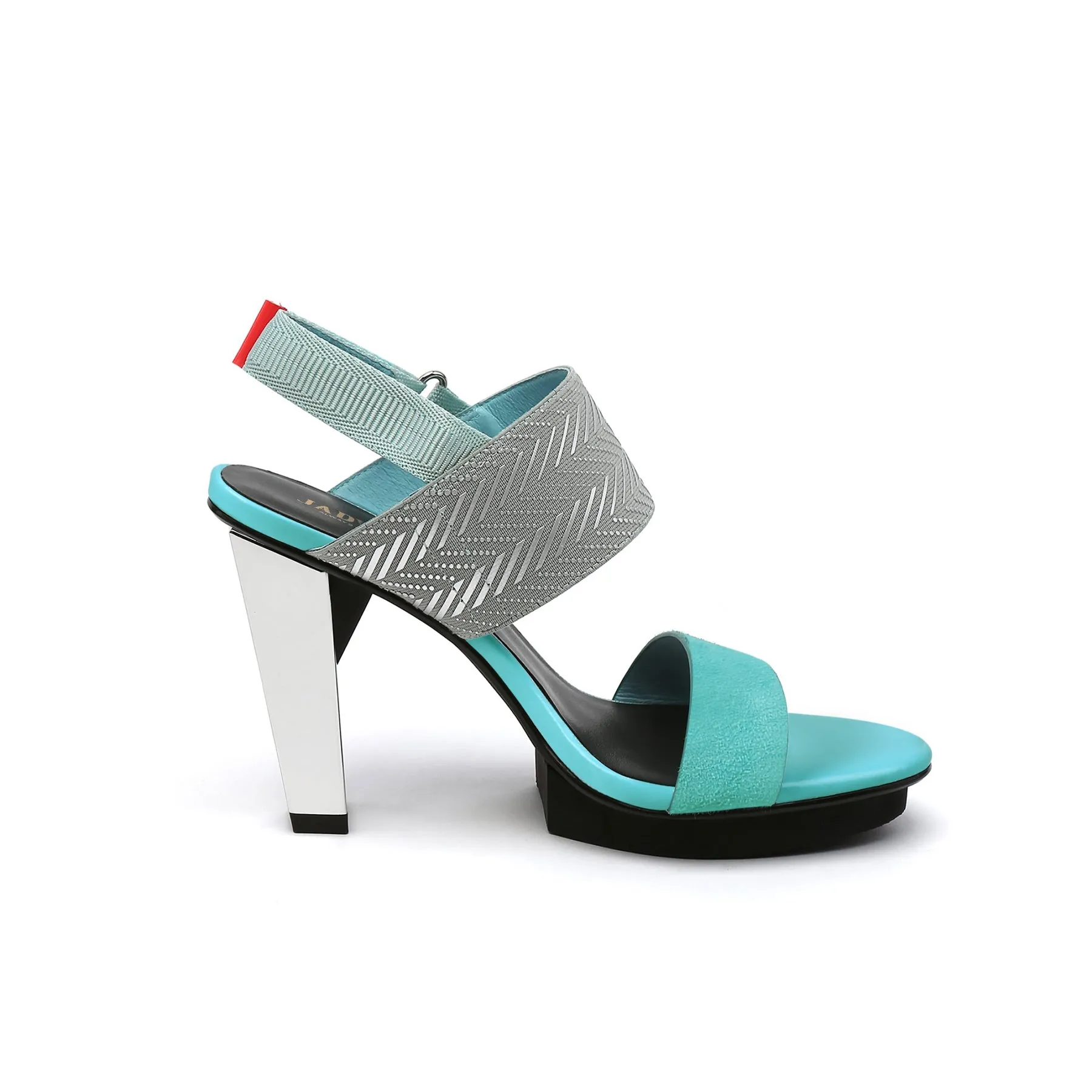 Dual-Strap Leather Slingback Sandal - Turquoise
